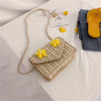 

2019 new Sen cute flower woven bag little fairy wild temperament shoulder bag fashion casual Messenger bag