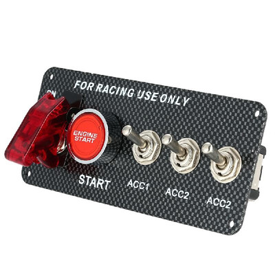 

Racing Style Car 12V Ignition Switch Engine Start Push Button 3 Toggle Panel with Indicator Light DIY Car Modification Accessory