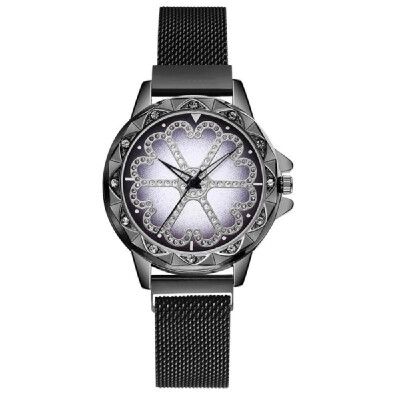 

Crystal Flower Dial Face Women Watch Wristwatch with Magnet Strap Band