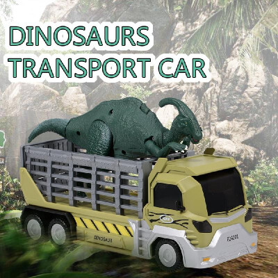 

Dinosaurs Transport Car Carrier Truck Toy Parasaurolophus Pull Back Dinosaur Cars Gift for Kids