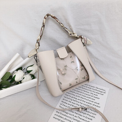 

Summer new transparent lace bag female 2019 new Korean version of the wild single shoulder slung fashion portable mother bag