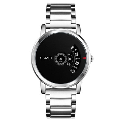 

Time beauty mens creative pointer large dial waterproof quartz watch fashion trend steel belt watch manufacturers wholesale Silve