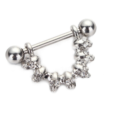 

Skull Gem Dangle Nipple Piercing Bar Ring Shield