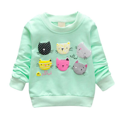 

Sweatshirt for Girls Kids Spring Jacket Girls kids Cartoon Cat Long Sleeve Spring Autum Pull Sweatshirts for girls