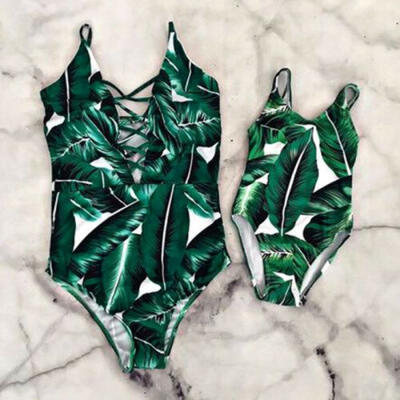 

US Mom Kid Baby Girl One-Piece Bikini Bandage Monokini Swimsuit Bathing Swimwear