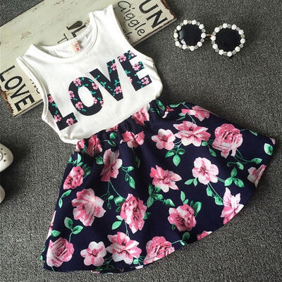 

Toddler Kids Baby Girls Clothes T-shirt TopsTutu Skirt Dress 2pcs Outfits Set