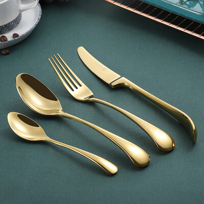 

Toponeto 4PCS Set Stainless Steel Upscale Dinnerware Flatware Cutlery Fork Spoon