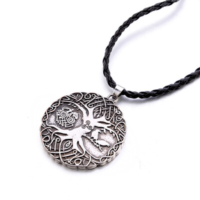 

Retro Norse Viking Amulet Necklace Nordic Pirates Viking Eagle Wolf Head Hammer Tree Of Life Pendant Jewelry