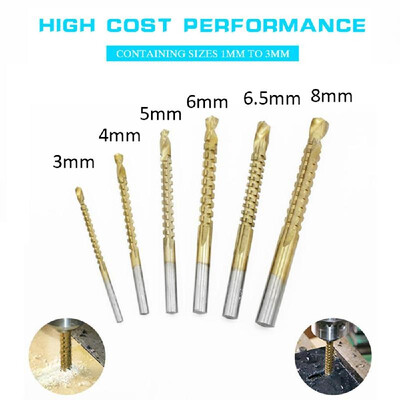 

6 PCS Twist Drill Saw Drill Set High Speed Steel Carpentry Multi-function Metal Expansion Punch Groove Sawtooth Set Professional &