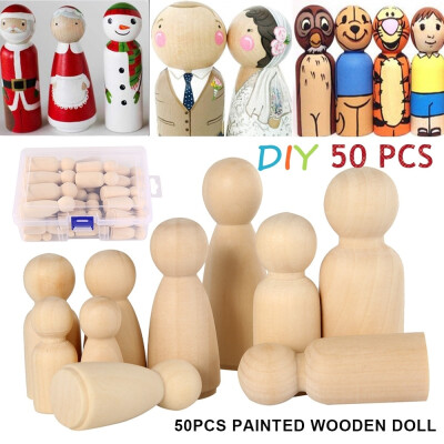 

50PCS Natural Unfinished Wooden Peg Doll Bodies Quality People Shapes Great for Arts&Crafts Draw the pattern you like