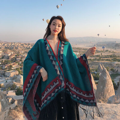 

Tibet travel Qinghai travel cloak scarf shawl dual-use thickening Nepal national wind air conditioning shawl female winter