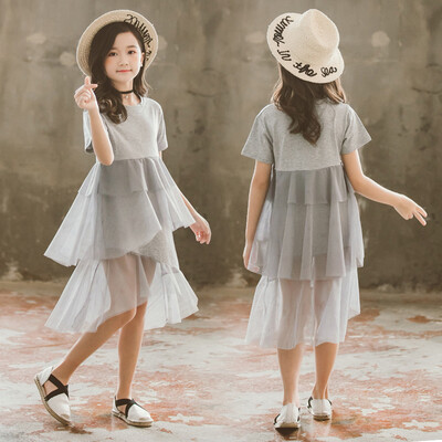 

Teen Kids Baby Girls Short Sleeve Grenadine Joint Tiered Princess Layered Dress