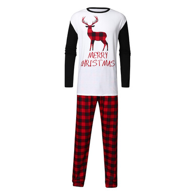 

Toponeto Christmas Man Daddy Deer Printed TopPlaid Pants Xmas Family Clothes Pajamas