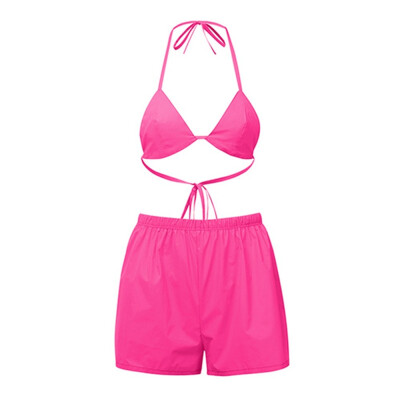 

Women Lady Party Club Shorts Suit Set Crop Tops Vest Pants Reflective Clothing