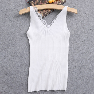

EFINNY Summer Fitness Tank Top Sleeveless Sexy V-neck Lace Camis Vest Slim Tops Fashion Woman Clothes