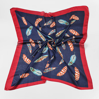 

Spring&summer new ladies Korean version of the decorative square scarf silk print feather scarves professional wild small scarf