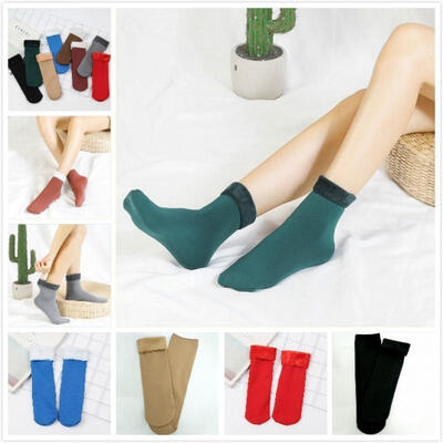

Fashion Women Solid Winter Thick Warmer Fleece Lined Thermal Stretchy Socks Elastic