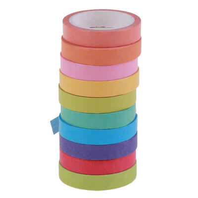 

10pcs Colorful Paper Tape Adhesive Sticker Writable DIY Scrapbooking Decor