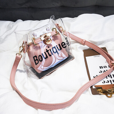 

Net red on the new summer transparent bag new 2019 Korean version of Joker jelly bag shoulder slung womens bags tide