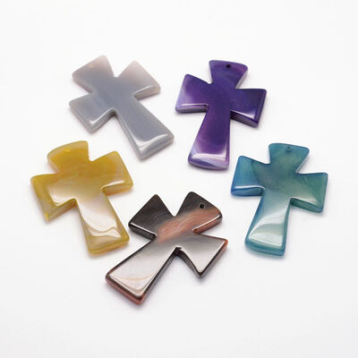 

Natural Dyed Agate Pendants Cross 5456x3842x68mm Hole 2mm