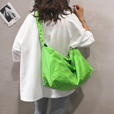 

Big bag female 2019 new ulzzang lazy canvas Messenger bag Korean casual wild broadband shoulder bag