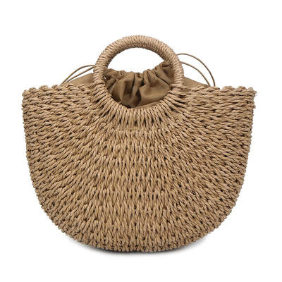 

Summer Beach Straw Weaving Shoulder Handbags Women Knitting Top-handle Bags