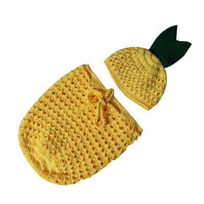 

Adorable Pineapple Baby Handmade Crochet Knitted Photo Shoot Outfits Sleeping Bags Hat Set