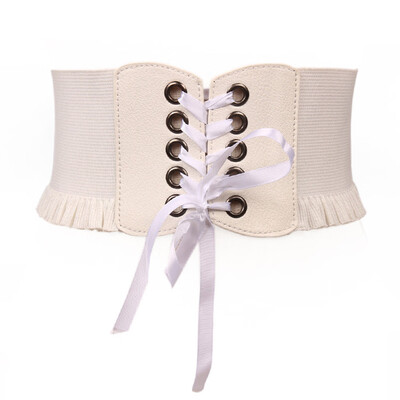 

Womens Lady Stretch Buckle Waist Belt Wide Lace Elastic Corset Waistband