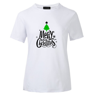 

Casual Unisex Merry Christmas T Shirt Xmas Tree Printed Short Sleeve Graphic Tee Tops