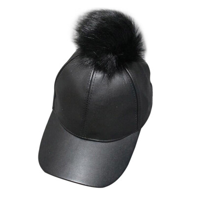 

Women Unisex PU Leather Pom Pom Ball Suede Adjustable Baseball Cap