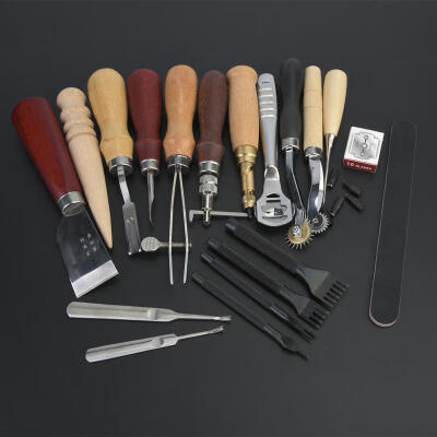 

Greensen 19pcsset Leather Craft Punch Tools Leathercraft Stitching Carving DIY Handmade Groover