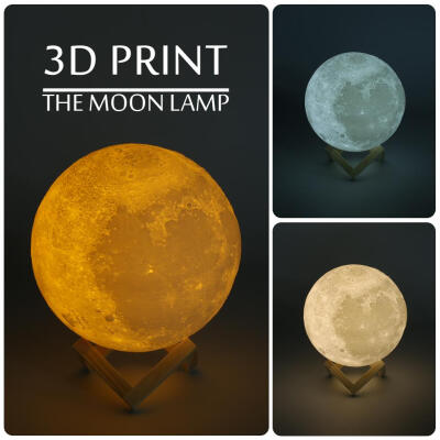 

3D Moon Lamp USB LED Night Moonlight Gift Touch Sensor 3 Colors Changing