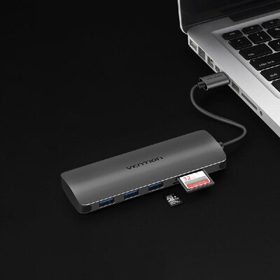 

VENTION USB30 Splitter High Speed SDTF Card Reader with 3 Ports Hub Concentrator for Laptop Desktop Expansion Adapter for USB fl