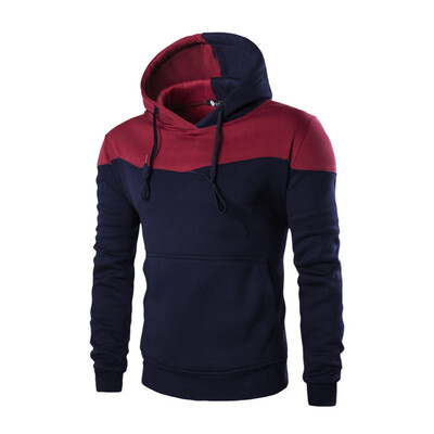 

AOWOFS foreign trade mens simple sweater hot mens fashion color matching hooded sweater DW04