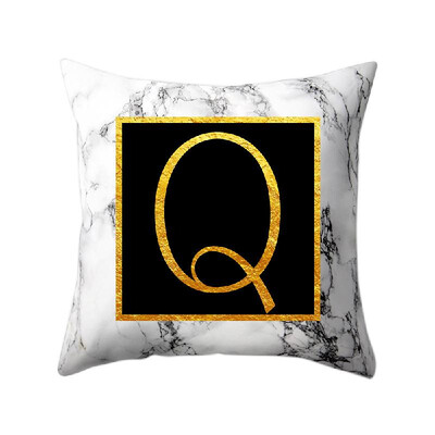 

Modern Pillowcases 4545 Gold Alphabet Word Letter White Marble Pattern Pillow Case Super Soft Throw Sofa Bed Cushion Cover Protec