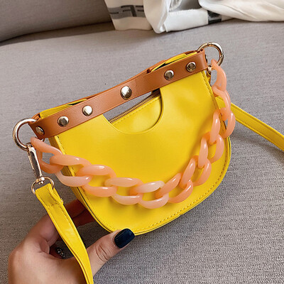 

North bag small bag texture womens bag 2019 new fashion simple oblique satchel hundred Huan Mori chain saddle bag