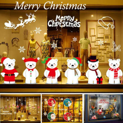 

Santa Snowflakes Christmas Window Sticker Winter Xmas Wall Decal Stickers Decor