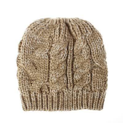 

Womens Girl Stretch Knit Hat Messy Bun Ponytail Beanie Holey Warm Hats Winter