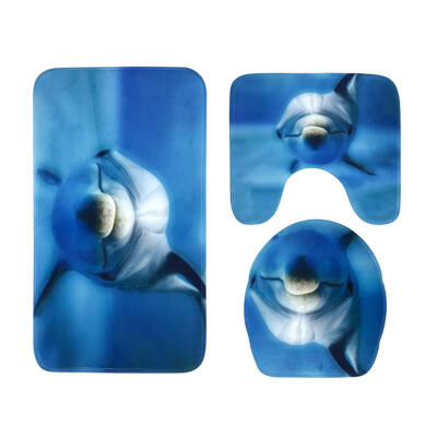 

3pcs Dolphins 3D Print Non Slip Water Absorbent Bath Mats Floor Rugs Carpet