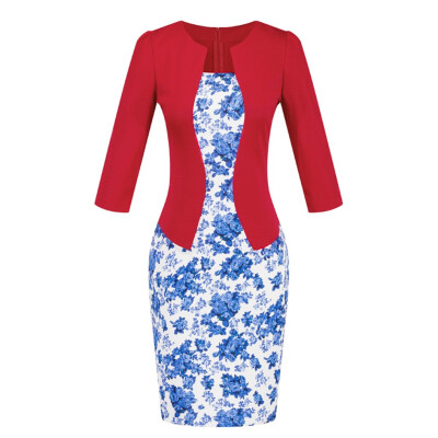 

Tailored Women Colorblock Plaid Wear To Work Business Party Bodycon Formal Sash Dress