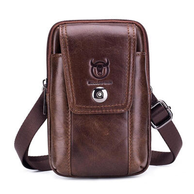 

BULLCAPTAIN Business Genuine Leather Men Waist Bag Mobile Phone Coin Purse