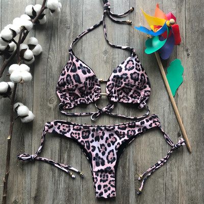

Roseonmyhand Feshion Women Leopard Print Bikini Set Ladies Sexy Push-up Bathing Suit Swimwear