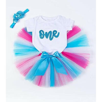 

1st Birthday Newborn Infant Baby Girl Romper Rainbow Skirts Outfit Dress Sets US