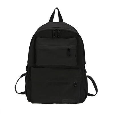 

Simple Dual-pocket Canvas Backpack Casual Large Capacity Schoolbag For Students