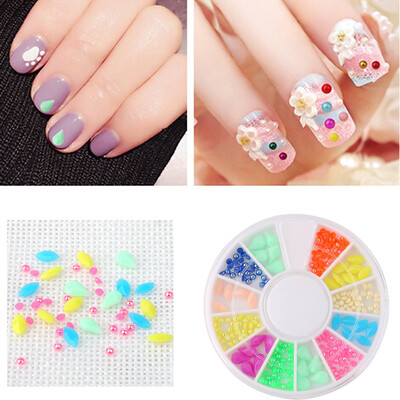 

Toponeto 3D Acrylic Nail Art Tips Decoration Flat Back Glitter Rhinestones Pearls Beads