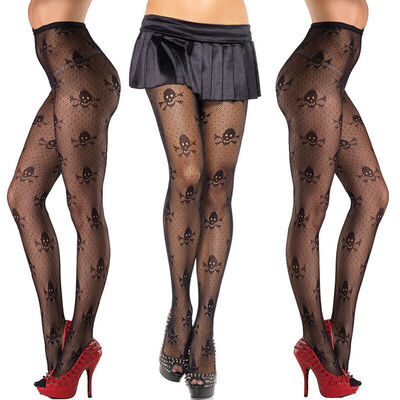 

Womens Halloween Tights Mesh Net Stockings Fashion Skull Print Pantyhose