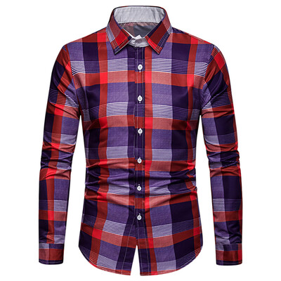 

Button Up Long Sleeves Checkered Print Shirt