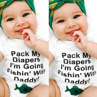 

Newborn Baby Boy Girl Cute Fish Print Romper Bodysuit Clothes Jumpsuit Outfits