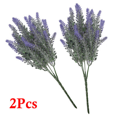 

2pcs Artificial Lavender Flower Leaves Bouquet Home Wedding Garden Decor 36cm