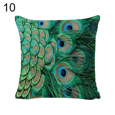 

Vintage Flower Peacock Feather Linen Pillow Case Cushion Cover Sofa Home Decor